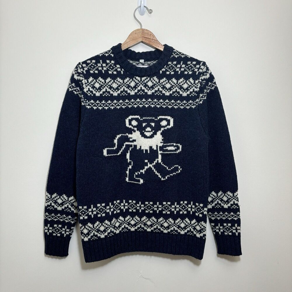 Vintage Grateful Dead Schott Knit Wool Crewneck Sweater Mens M Dancing Bear